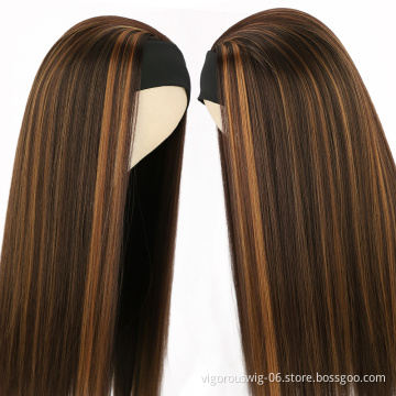 Vigorous best customize fix super natural hair synthetic highlight brown for black women store kinky soft headband wig